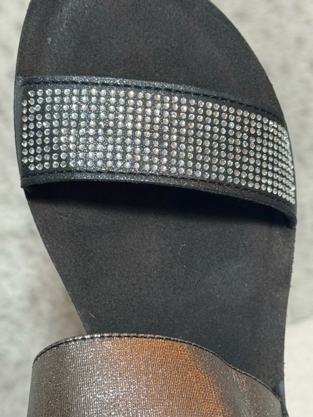 Rohde Black Crystal-Strap Comfort Sandals Women’s Size EU 38 / US 7